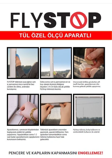 Fly Stop Flystop Aparatlı Tül Pencere Sinekliği Özel Ölçü