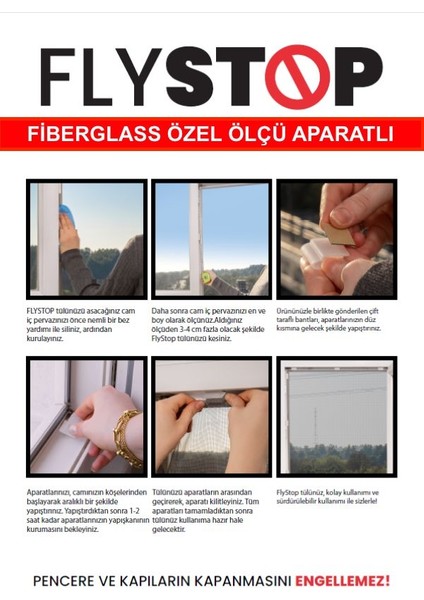 Flystop Aparatlı Fiberglass Pencere Sinekliği Özel Ölçü