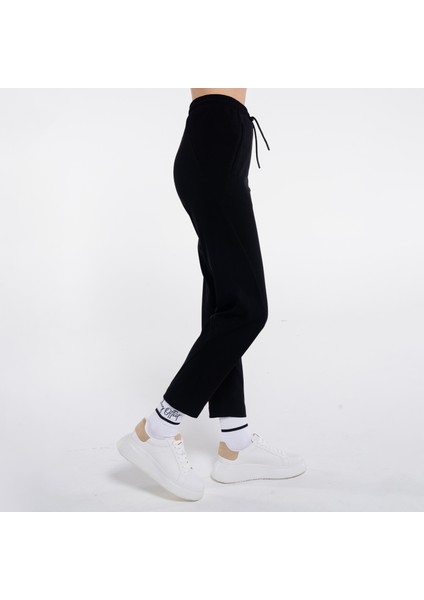 Lucky Siyah Kadın Scuba Unisex Pantolon Jogger