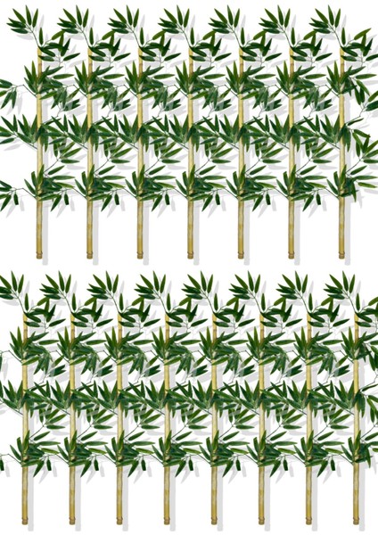 Yapay Yoğun Yapraklı 100 cm 15 Adet Dekoratif Bambu Çubuğu Islak Doku