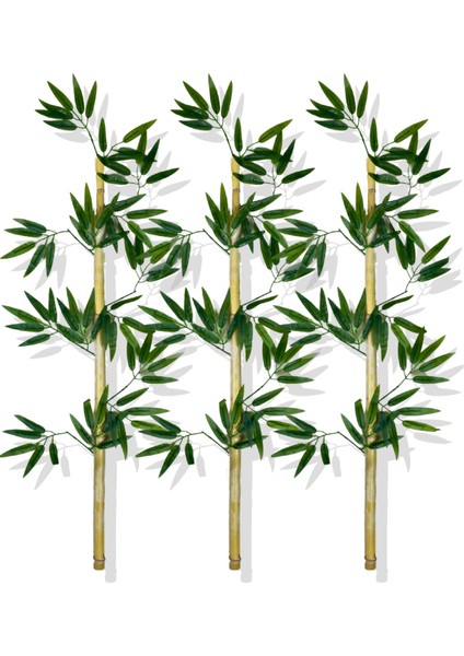 Yapay Yoğun Yapraklı 110 cm 3 Adet Dekoratif Bambu Çubuğu Islak Doku fiyatları