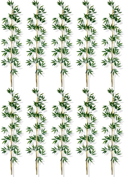 Yapay Yoğun Yapraklı 170 cm 10 Adet Dekoratif Bambu Çubuğu Islak Doku