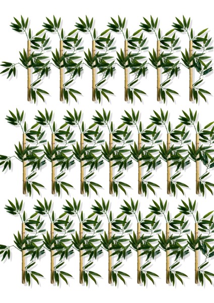 Yapay Yoğun Yapraklı 60 cm 20 Adet Dekoratif Bambu Çubuğu Islak Doku