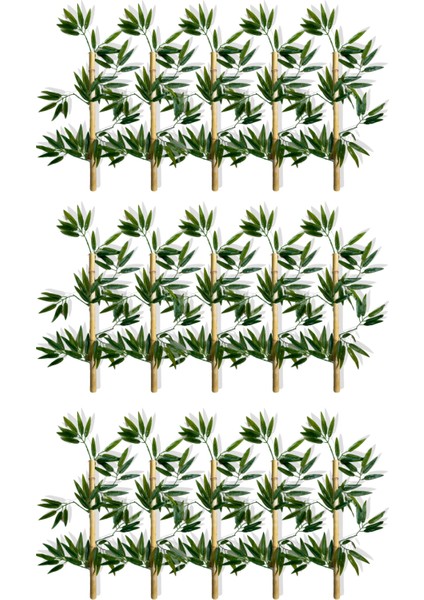Yapay Yoğun Yapraklı 70 cm 15 Adet Dekoratif Bambu Çubuğu Islak Doku