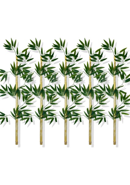 Yapay Yoğun Yapraklı 100 cm 5 Adet Dekoratif Bambu Çubuğu Islak Doku