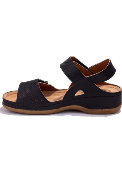 104424 Siyah Ortopedik Günlük Kadın Sandalet modelleri