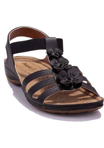 157362 Siyah Ortopedik Günlük Kadın Sandalet