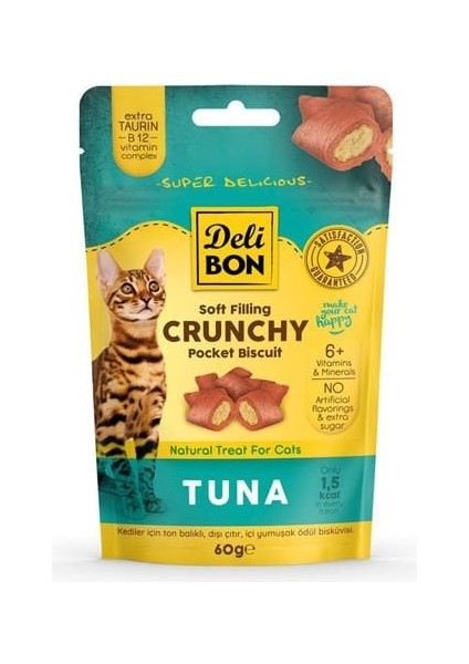 Chrunchy Içi Dolgulu Tuna Balıklı Kedi Ödül Bisküvisi 60 gr