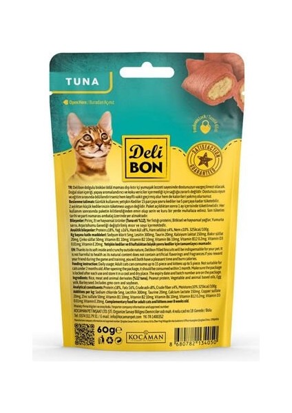 Chrunchy Içi Dolgulu Tuna Balıklı Kedi Ödül Bisküvisi 60 gr