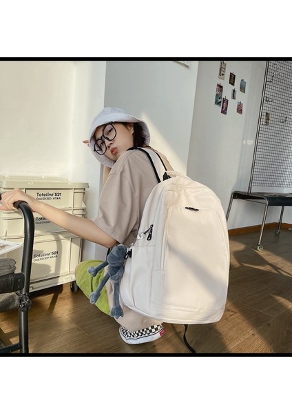 Kadınlar Için Basit Tek Renkli Naylon Sırt Çantası Kore Tarzı Lise Öğrenci Çantası 15.6 Inç Büyük Kapasiteli Bilgisayar Sırt Çantası Erkekler Için (Yurt Dışından) indirimleri