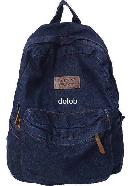 Orta ve Lise Öğrencileri Için Yıkanmış Denim Öğrenci Okul Çantası 2024 Günlük Büyük Kapasiteli Sırt Çantası (Yurt Dışından)