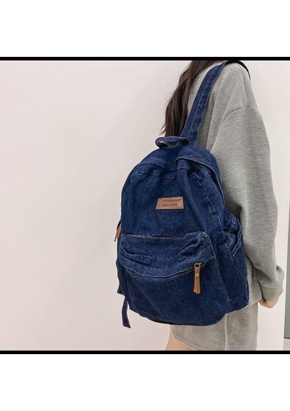 Orta ve Lise Öğrencileri Için Yıkanmış Denim Öğrenci Okul Çantası 2024 Günlük Büyük Kapasiteli Sırt Çantası (Yurt Dışından) fiyatları