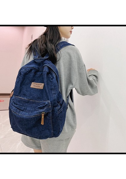 Orta ve Lise Öğrencileri Için Yıkanmış Denim Öğrenci Okul Çantası 2024 Günlük Büyük Kapasiteli Sırt Çantası (Yurt Dışından) modelleri