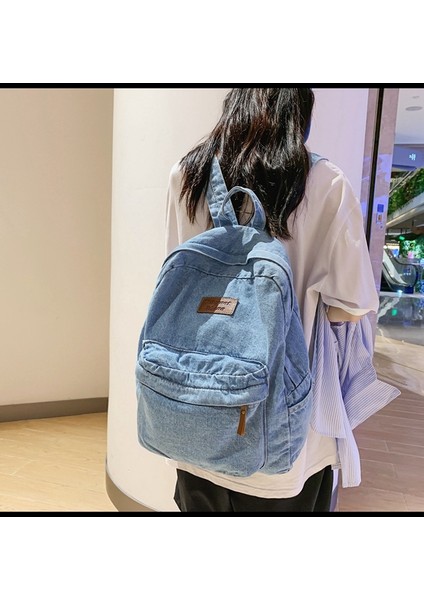 Orta ve Lise Öğrencileri Için Yıkanmış Denim Öğrenci Okul Çantası 2024 Günlük Büyük Kapasiteli Sırt Çantası (Yurt Dışından) fırsatları