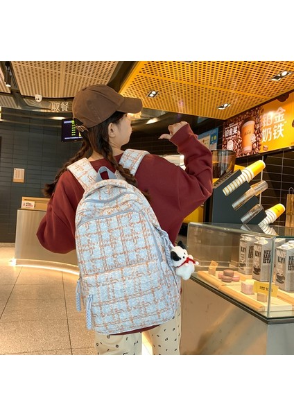 Kore Lise Öğrencisi Kampüs Sırt Çantası Edebi ve Sanatsal Küçük Taze Ekose Okul Çantası Ruiying Eğlence Seyahat Sırt Çantası (Yurt Dışından) modelleri