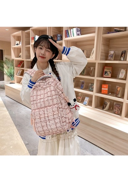 Kore Lise Öğrencisi Kampüs Sırt Çantası Edebi ve Sanatsal Küçük Taze Ekose Okul Çantası Ruiying Eğlence Seyahat Sırt Çantası (Yurt Dışından) indirimleri