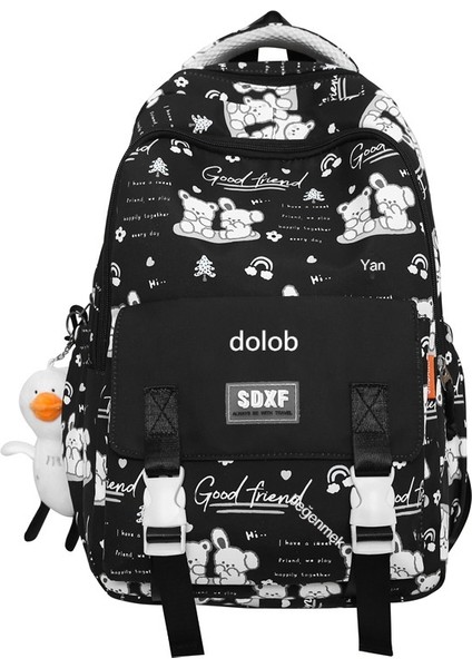 Sırt Çantası Kadın Yeni Japon ve Kore Çok Yönlü Okul Çantası Öğrenci Büyük Kapasiteli Kampüs Ortaokul Sınıfı Moda Sırt Çantası (Yurt Dışından)