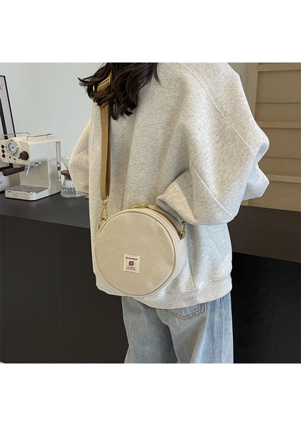 Kanvas Rahat Çanta Kore Tarzı Batı Tarzı Omuz Crossbody Çanta 2024 Erken Bahar Yeni Çok Yönlü Küçük Yuvarlak Çanta Kadınlar Için (Yurt Dışından) fırsatları