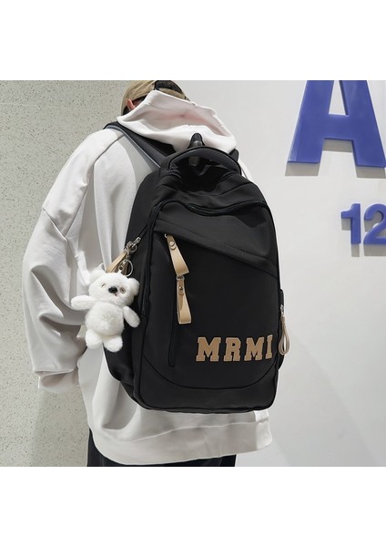Modaya Uygun Serin Rahat Çift Sırt Çantası Moda Mektup Etiket Bilgisayar Sırt Çantası Moda Sınıf Öğrenci Okul Çantası Kore Versiyonu (Yurt Dışından) modelleri