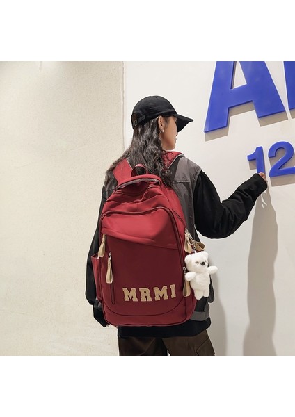 Modaya Uygun Serin Rahat Çift Sırt Çantası Moda Mektup Etiket Bilgisayar Sırt Çantası Moda Sınıf Öğrenci Okul Çantası Kore Versiyonu (Yurt Dışından) fırsatları