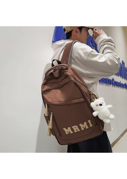 Modaya Uygun Serin Rahat Çift Sırt Çantası Moda Mektup Etiket Bilgisayar Sırt Çantası Moda Sınıf Öğrenci Okul Çantası Kore Versiyonu (Yurt Dışından) indirimleri