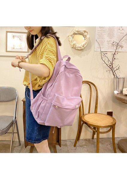 Ins Japon Kız Okul Çantası Kadın Kore Versiyonu Ortaokul Öğrencisi Sevimli Düz Renk Sırt Çantası Lise Öğrencisi Büyük Kapasiteli (Yurt Dışından) indirimleri