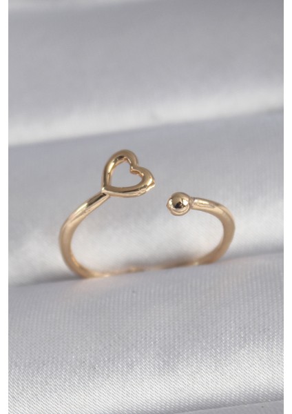 Pirinç Gold Renk Kalp Model Kadın Yüzük