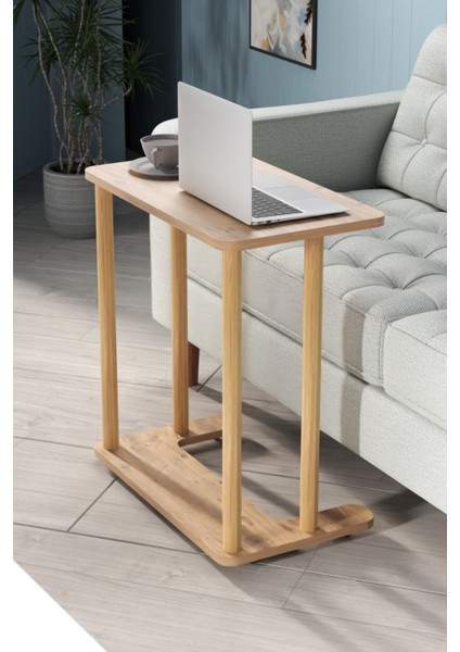 Kahverengi Tekerlekli Çam Çalışma Masası ve Kişisel Çözüm Sehpası Laptopmasa 60 cm Suntalam 35 cm 6