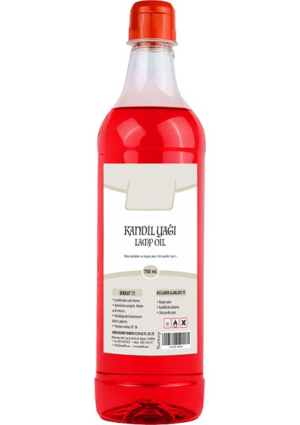 Kandillo, Kırmızı Kandil Yağı, 750 ml, Kokusuz Dumansız, Gaz Lambası Gazı