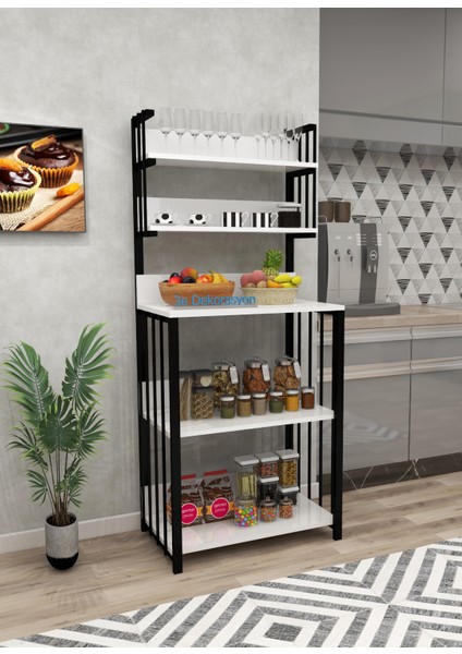 Mutfak Dolabı Raflı Çok Amaçlı Düzenleyici Mutfak Dolabı Banyo Dolabı Kahve Köşesi Mdf 170 Cm
