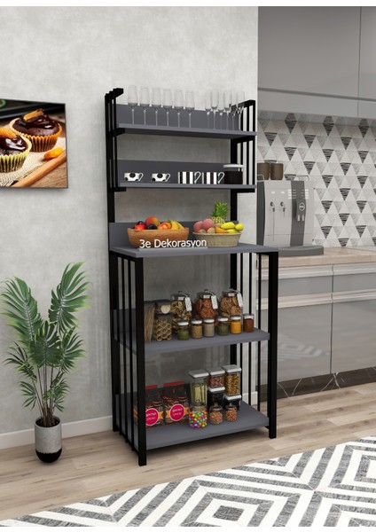 Mutfak Dolabı Raflı Çok Amaçlı Düzenleyici Mutfak Dolabı Banyo Dolabı Kahve Köşesi Mdf 170 Cm
