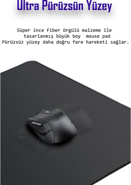 Oyun Siyah Mousepad Büyük Boy Xl 70X30 cm Ofis Laptop Masa Pedi Ithalatçı Garantili Belirtilmemiş Y