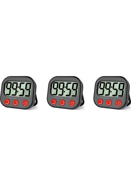 3x Mutfak Zamanlayıcı, Dijital Görsel Zamanlayıcı Manyetik Saat Kronometre Geri Sayım Sayacı, Pişirme Için LCD Ekran (Yurt Dışından)