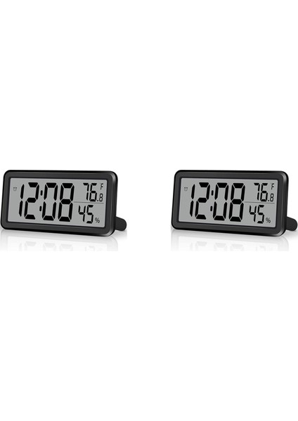 2x Dijital Çalar Saat, Masa Saati, Yatak Odası Mutfak Ofis Için Kumandalı LCD Elektronik Saat Süslemeleri - Siyah (Yurt Dışından)