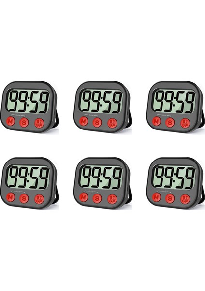6x Mutfak Zamanlayıcı, Dijital Görsel Zamanlayıcı Manyetik Saat Kronometre Geri Sayım Sayacı, Pişirme Için LCD Ekran (Yurt Dışından)