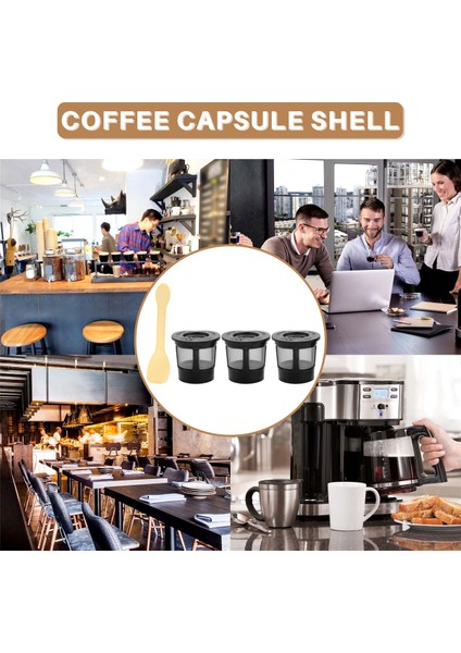 Kaşıkla Uyumlu Paslanmaz Meshli Kalıcı Yeniden Kullanılabilir Kahve Pod Filtreleri (Yurt Dışından)