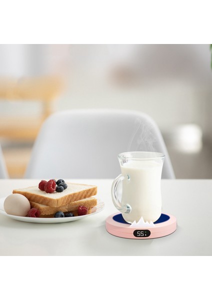 Taşınabilir USB Isıtma Fincan Sıcak 3 Dişli Kahve Kupa Isıtma Coaster Akıllı Termostatik Sıcak Ped Süt Çay Isıtma Pedi-Pembe (Yurt Dışından)