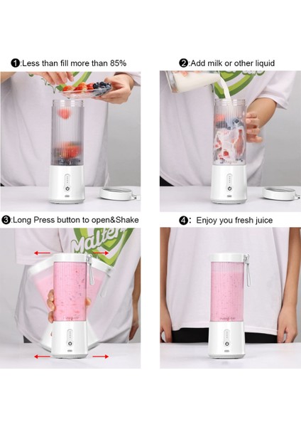 450 ml Şarj Edilebilir Mikserler Meyve Sıkacakları Mikser 6 Bıçaklı Taşınabilir Elektrikli Sıkacakları Makinesi Meyve Blender Meyve Sıkacakları-A (Yurt Dışından)