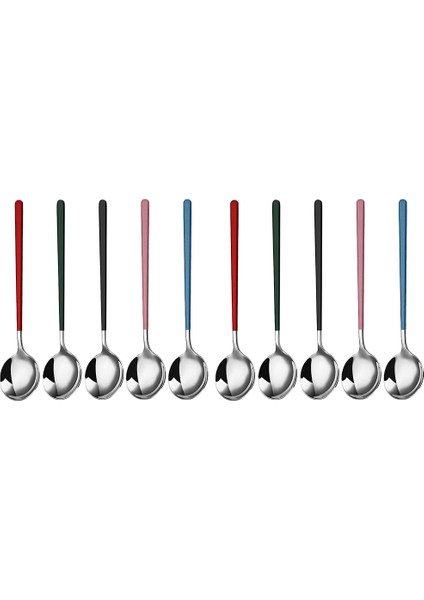 10 Paket Çorba Kaşığı, Paslanmaz Çelik Dondurma Çorba Kaşığı Kahve Kaşığı Çay Kaşığı, Akşam Yemeği Için Uzun Saplı Masa Kaşığı (Yurt Dışından)