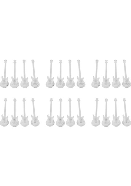Gitar Kahve Çay Kaşığı, 24 Adet Paslanmaz Çelik Müzikal Kahve Kaşığı Çay Kaşığı Karıştırma Kaşığı Şeker Kaşığı (Gümüş) (Yurt Dışından)