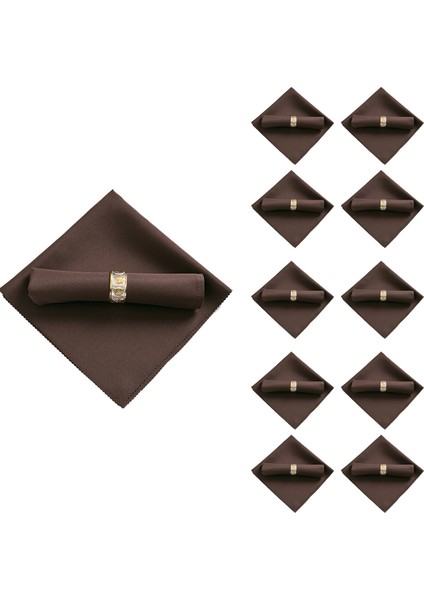 Restoran Düğün Için 10 Adet 48X48 cm Polyester Kumaş Peçeteler, Koyu Kahve (Yurt Dışından)
