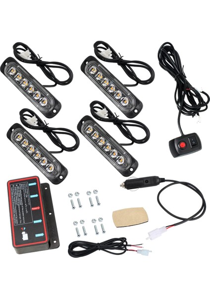Araç Kablosuz Uzaktan Kumanda 12V Bir Çekme Dörtlü Yanıp Sönen Işıklar 24LED Yüksek Güçlü Acil Durum Işıkları B (Yurt Dışından)