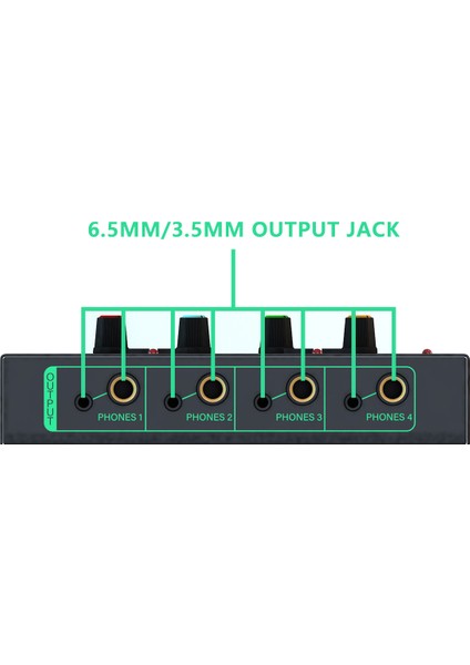 6 Kanal Stereo Kulaklık Amplifikatörü Mini Taşınabilir Kulaklık Splitter Kayıt Stüdyosu Için Düşük Gürültülü Ses Mikser, Yeşil (Yurt Dışından)