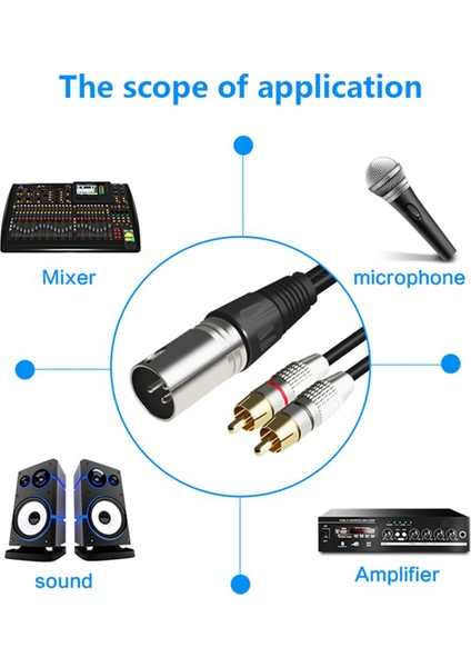 2x Ses Rca Kablosu 2rca Erkek Xlr 3 Pin Erkek Topu Amplifikatör Karıştırma Fişi Av Kablosu Xlr Çift Rca Kablosu 2 M (Yurt Dışından)