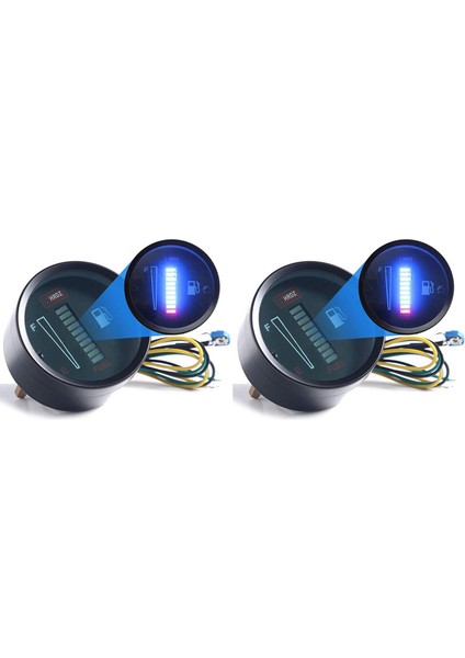 2x 24V 2 Inç 52MM Evrensel Araba Motosiklet Yakıt Seviyesi Ölçer Göstergesi LED Işık Ekran Yakıt Deposu Göstergesi Tekne Kamyon Rv (Yurt Dışından)