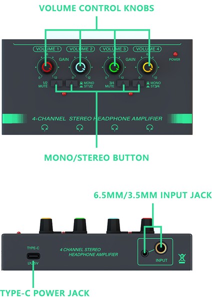 Kanal Stereo Kulaklık Amplifikatörü Mini Taşınabilir Kulaklık Splitter Kayıt Stüdyosu Için Düşük Gürültülü Ses Mikser, Mavi (Yurt Dışından)