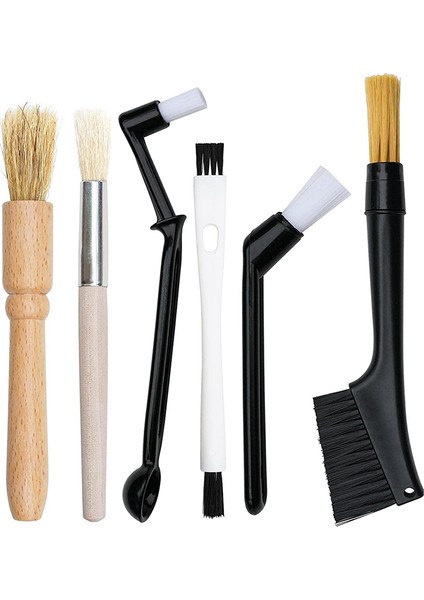 Kahve Makinesi Me Fırçası 6 Parça Set, Kahve Fırçası Toz Alma Aksesuarları, Ahşap Me Fırçası (Yurt Dışından)