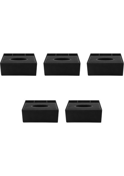 5x Pu Doku Kutusu Uzaktan Kumanda Tutucu Çok Fonksiyonlu Masaüstü Organizatör Kalem Makas Konteyner (Siyah) (Yurt Dışından)
