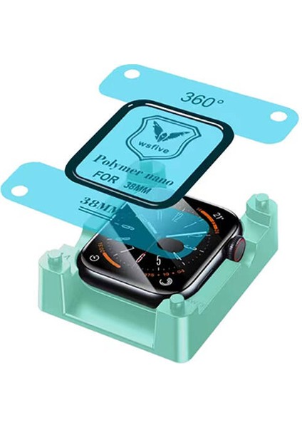 - Apple Watch 38MM - Ekran Koruyucu Kavisli Polymer Nano Ekran Koruyucu + Kolay Uygulama Aparatlı