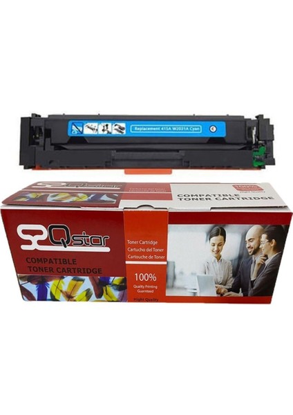 Hp CF415A W2031A Cy Muadil Toner Çipli Toner Mavi 2100 Sayfa